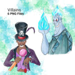 Disney Villains Clipart Bundle Watercolor Evil PNG Jafar Hades Gaston Captain Hook (Digital Download) - Image 3