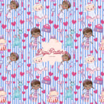 Doc McStuffins Seamless Pattern Disney Blue Stripes Watercolor Paper (Digital Download) - Image 1