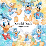 Donald Duck Watercolor Clipart Disney Mickey’s Friend PNG Bundle (Digital Download) - Image 1