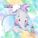 Dumbo Clipart Bundle Disney Elephant Watercolor PNG Bundle (Digital Download) - Image 2