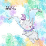 Dumbo Clipart Bundle Disney Elephant Watercolor PNG Bundle (Digital Download) - Image 3