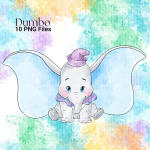 Dumbo Clipart Bundle Disney Elephant Watercolor PNG Bundle (Digital Download) - Image 5