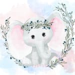 Elephant Watercolor Clipart Bundle Jungle Baby Animal with Flowers PNG (Digital Download) - Image 5