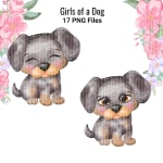 Floral Puppy Clipart Bundle Watercolor Girl Dog PNG Set (Digital Download) - Image 3
