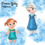 Frozen Baby Clipart Winter Watercolor Disney Sisters PNG Bundle (Digital Download) - Image 3