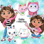 Gabby Cats Watercolor Clipart Bundle Dreamworks PNG (Digital Download) - Image 1