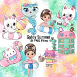 Gabby Summer Clipart Cat Mermaid Pool Float Kids Dreamworks PNG (Digital Download) - Image 1
