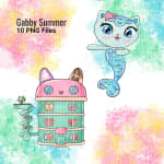 Gabby Summer Clipart Cat Mermaid Pool Float Kids Dreamworks PNG (Digital Download) - Image 5