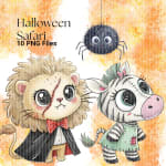 Halloween Safari Animals Watercolor Clipart PNG (Digital Download) - Image 2