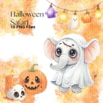 Halloween Safari Animals Watercolor Clipart PNG (Digital Download) - Image 4