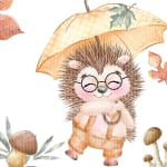 Hedgehog Woodland Watercolor Clipart Bundle Autumn Forest Animal PNG (Digital Download) - Image 2