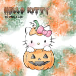 Hello Kitty Halloween PNG Bundle Handmade Watercolor Kawaii Spooky Clipart (Digital Download) - Image 2