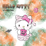 Hello Kitty Halloween PNG Bundle Handmade Watercolor Kawaii Spooky Clipart (Digital Download) - Image 4