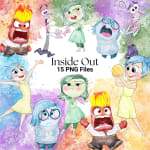 Inside Out Watercolor Clipart Bundle Emotions Pixar Characters (Digital Download) - Image 1