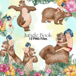 Jungle Book Watercolor Clipart Bundle Mowgli and Baloo Disney PNG (Digital Download) - Image 1