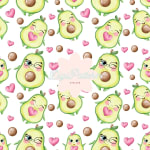 Kawaii Avocado Seamless Pattern Watercolor Fruit White Paper (Digital Download) - Image 1