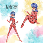 LadyBug Watercolor Clipart Superhero PNG (Digital Download) - Image 2