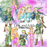 Link and Zelda Watercolor Clipart Fantasy Couple PNG Bundle (Digital Download) - Image 1