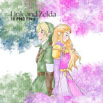 Link and Zelda Watercolor Clipart Fantasy Couple PNG Bundle (Digital Download) - Image 2