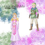 Link and Zelda Watercolor Clipart Fantasy Couple PNG Bundle (Digital Download) - Image 3