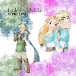 Link and Zelda Watercolor Clipart Fantasy Couple PNG Bundle (Digital Download) - Image 4