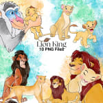 Lion King Disney Watercolor Clipart Bundle Jungle Animals PNG (Digital Download) - Image 1