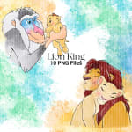 Lion King Disney Watercolor Clipart Bundle Jungle Animals PNG (Digital Download) - Image 2