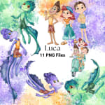 Luca Sea Monster Clipart Bundle Watercolor Kids Pixar PNG (Digital Download) - Image 1