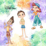 Luca Sea Monster Clipart Bundle Watercolor Kids Pixar PNG (Digital Download) - Image 4