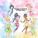 Magic Fairies Watercolor Clipart Bundle Disney PNG (Digital Download) - Image 1