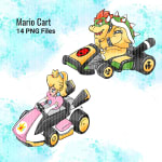 Mario Kart Watercolor Clipart Bundle Luigi Yoshi Bowser Nintendo VideoGames PNG (Digital Download) - Image 3