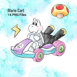 Mario Kart Watercolor Clipart Bundle Luigi Yoshi Bowser Nintendo VideoGames PNG (Digital Download) - Image 5