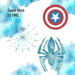 Marvel Super Hero Watercolor Clipart Bundle Spiderman Iron Man Captain America PNG Kit (Digital Download) - Image 5