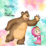 Masha and the Bear Watercolor Clipart Kids Nursery Decor Netflix PNG (Digital Download) - Image 3