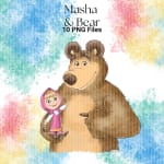Masha and the Bear Watercolor Clipart PNG Bundle Netflix Show (Digital Download) - Image 4