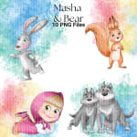 Masha and the Bear Watercolor Clipart PNG Bundle Netflix Show (Digital Download) - Image 5