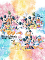 Mickey and Friends Clipart Watercolor PNG Bundle Disney (Digital Download) - Image 1