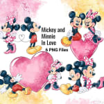 Mickey and Minnie in Love Clipart Romantic Disney Couple PNG for Valentine’s Day (Digital Download) - Image 1