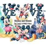 Mickey and Minnie Love Clipart Watercolor PNG Bundle (Digital Download) - Image 1