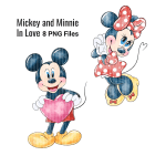 Mickey and Minnie Love Clipart Watercolor PNG Bundle (Digital Download) - Image 3