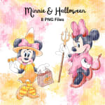 Minnie Mouse Halloween Watercolor Clipart Bundle Disney Spooky PNG (Digital Download) - Image 4