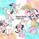 Minnie Mouse Unicorn Clipart Pink Disney Watercolor PNG Set (Digital Download) - Image 1
