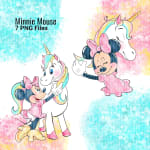 Minnie Mouse Unicorn Clipart Pink Disney Watercolor PNG Set (Digital Download) - Image 2