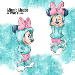 Minnie Mouse Watercolor Clipart Bundle Disney Turquoise Hoodie PNG (Digital Download) - Image 2