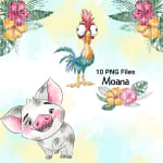 Moana Disney Clipart Bundle Cute Watercolor Tropical PNG (Digital Download) - Image 4