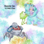 Monster Inc. Clipart Bundle Watercolor Pixar Monsters (Digital Download) - Image 3