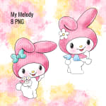My Melody Watercolor Clipart Bundle Sanrio Kawaii Pink Bunny PNG Kit (Digital Download) - Image 4