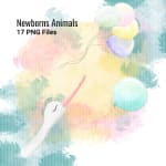 Newborn Animal Watercolor Clipart Bundle Baby PNG (Digital Download) - Image 5