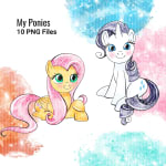 Pastel My Pony Clipart Bundle Watercolor Ponies Digital PNG (Digital Download) - Image 3