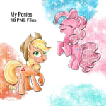 Pastel My Pony Clipart Bundle Watercolor Ponies Digital PNG (Digital Download) - Image 4